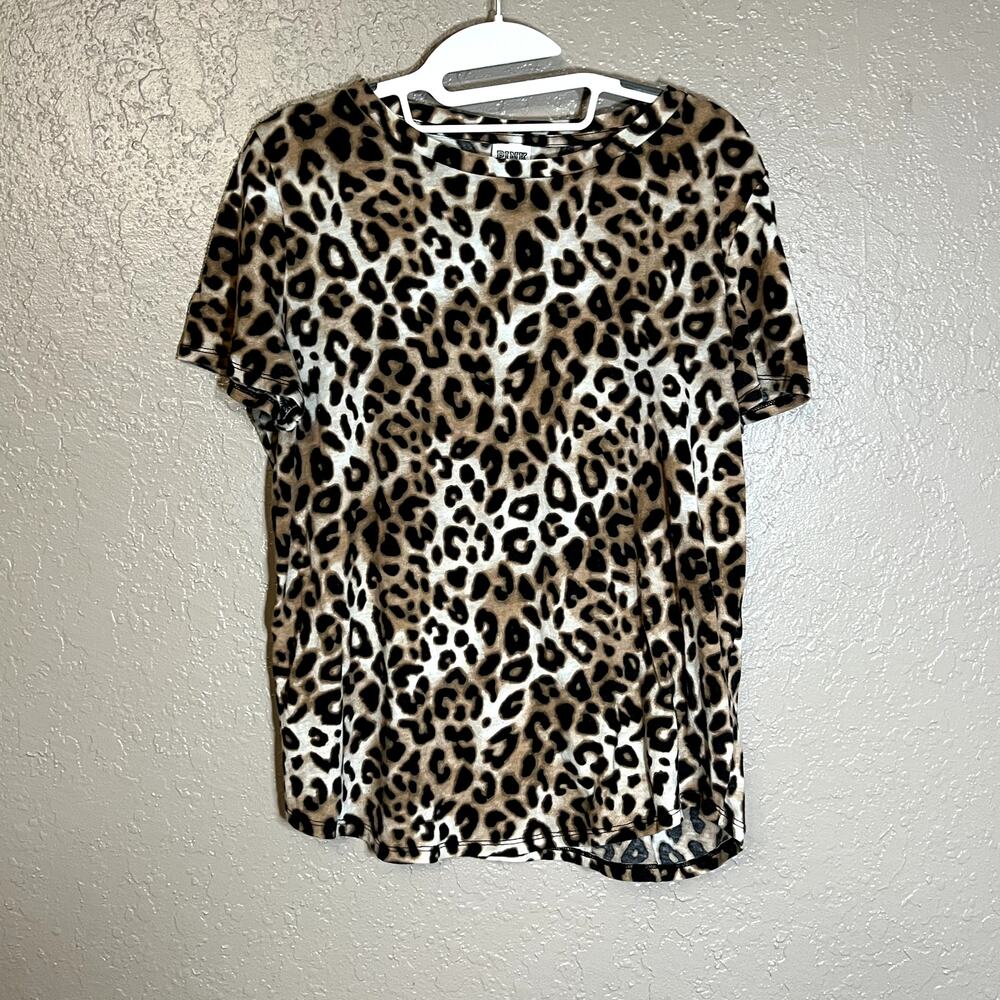 Pink Victoria's Secret leopard print tee large